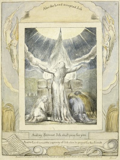 Job Praying (pl.18) from the Book of Job by William Blake